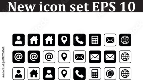 Web icon set. Business card contact information icons. Contact us icon set.icon, web, address, buttons, contact, information, mail, network, signs, social, support, message, website, collection, 