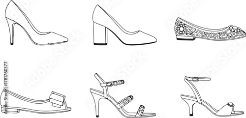 Women's footwear collection vector illustration with various elegant shoe styles Vector