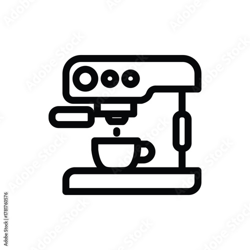 Espresso machine line icon, outline illustration of coffee maker, representing cafe brewing, or home espresso equipment