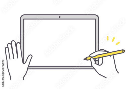 タブレットとペンのイラスト素材　ベクター