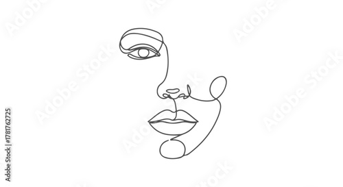 Abstract woman's face created with a single continuous one line drawing, a minimalist and elegant portrait for beauty and fashion concepts. 5