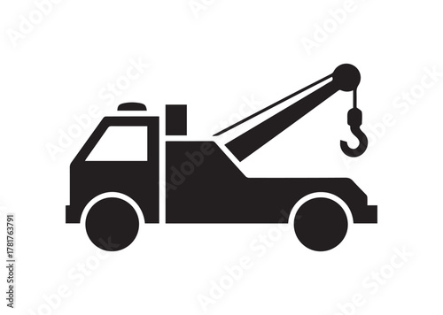Tow truck icon, Tow truck solid vector