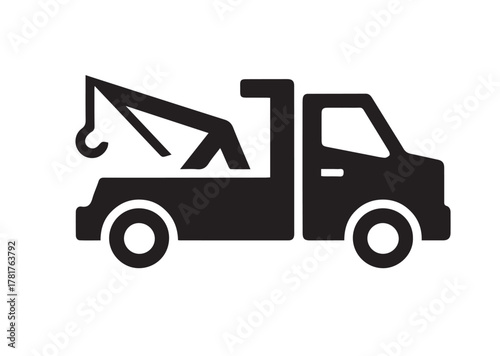 Tow truck icon, Tow truck solid vector