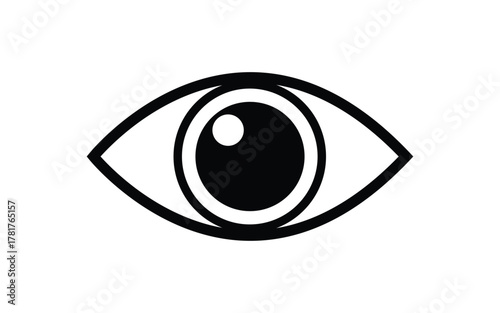 Minimalist eye illustration in black and white ideal for graphic designs