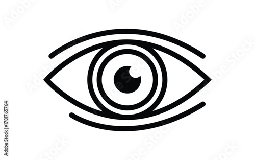 Minimalist Eye Icon with Bold Black Lines on Clean White Background