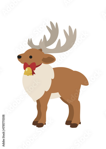 冬の森の仲間たち/横向きで立つトナカイ