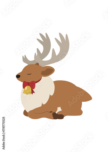 冬の森の仲間たち/座って眠るトナカイ