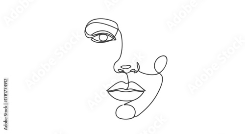 One Line Continuous Face Drawing A Single Line Art Depiction of a Beautiful Human Face in an Elegant Continuous Sketch