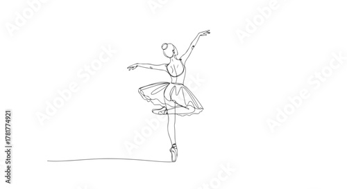 Single Line Elegance A Continuous One-Line Drawing of a Ballerina in Motion