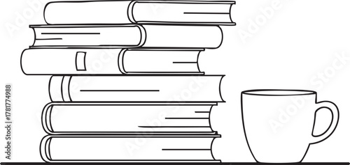 Stack of books on a white background with a colorful ribbon is a vector illustration perfect for education or library banners