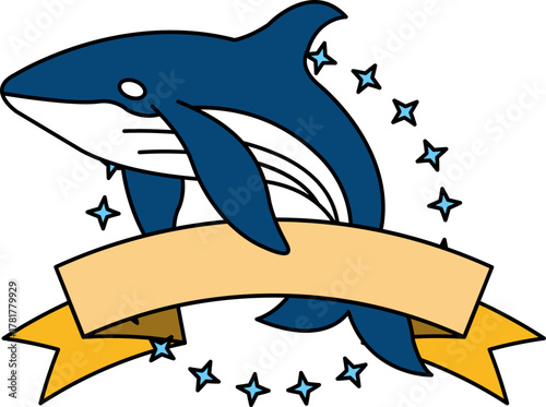logotype of A cartoonish blue whale