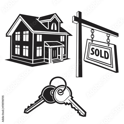 House for sale in black and white style