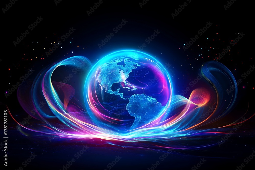 Obraz premium Abstract digital earth with light effect
