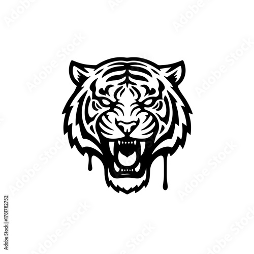 minimalist silhouette of a tiger head with a powerful stare. Use this design to promote awareness and support the preservation of this endangered species, especially around International Tiger Day 