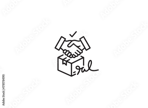 Free Download Signature Delivery Line Icon — Minimal Bold Outline Shipping, Confirmation, and Logistics Vector Symbol - GFXLoad