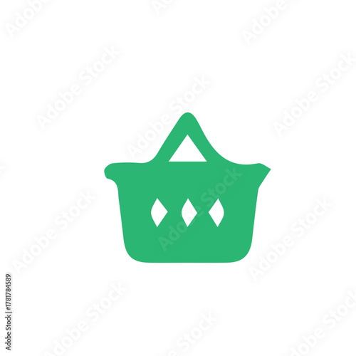 Green Market Basket Icon Graphic