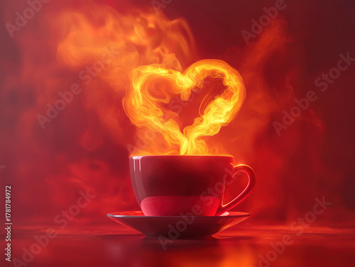Coffee Cup with Heart-Shaped Steam Depicting Parental Comfort