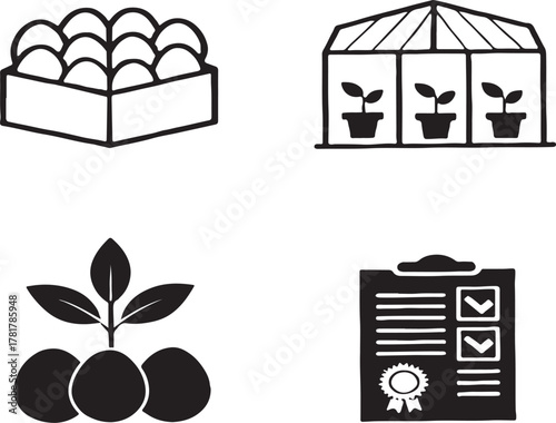 Organic Farming and Quality Certification Icons