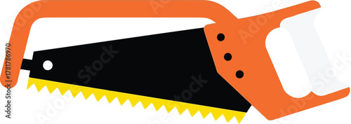 Orange hand saw tool for woodworking and diy projects vector