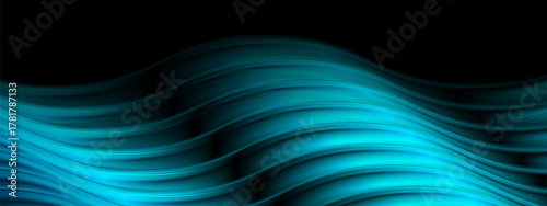 Dark blue liquid glossy waves abstract elegant background