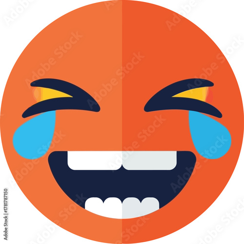 Laughing out loud emoji face tears of joy funny expression vector