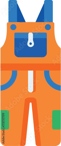 Modern orange overalls blue accents minimalist workwear fashion vector