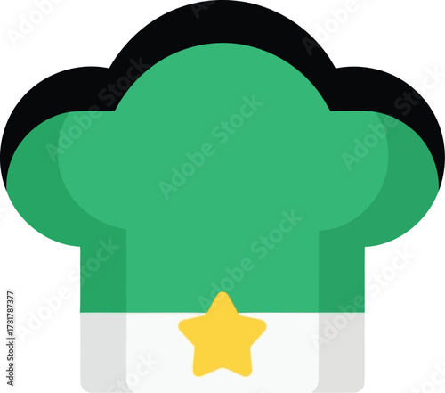Chef hat green star culinary icon professional kitchen award symbol vector
