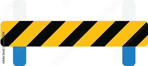 Yellow and black construction barrier safety warning vector