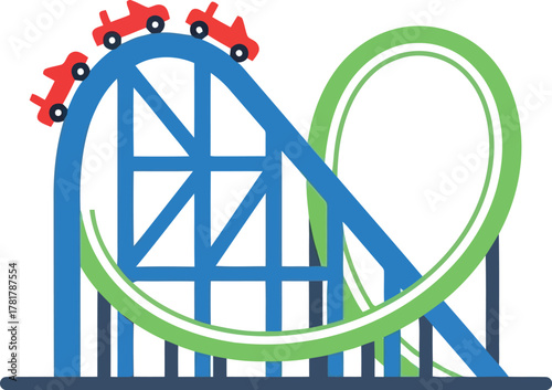 Exciting roller coaster ride thrill amusement park fun vector
