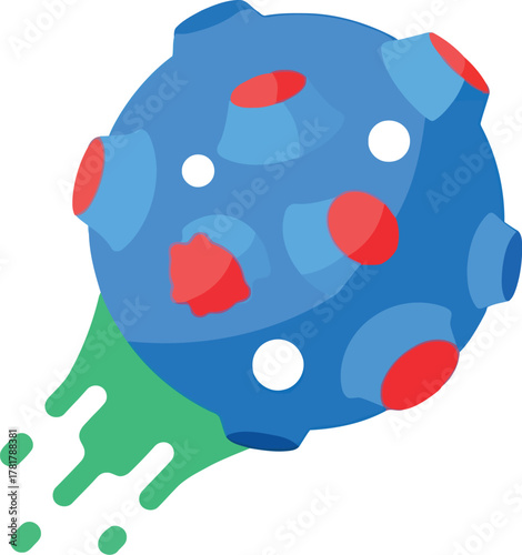 Cartoon meteorite comet space object flying cosmic danger vector