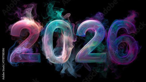 Vibrant Smoke Effect 2026 Typography on Black