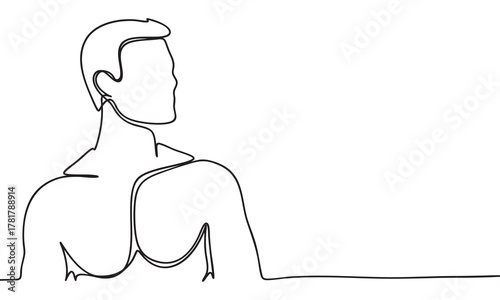 Continuous Line Drawing of Muscular Man