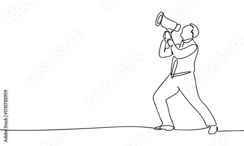 Continuous Line Drawing of a Man with a Megaphone