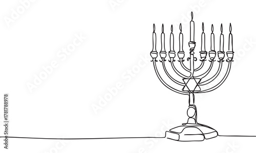 Minimalist Menorah Continuous Line Drawing