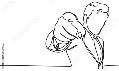 Man Pointing Finger in Continuous Line Art