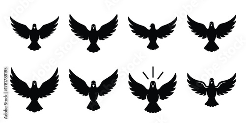 holy spirit silhouette vector icon set
