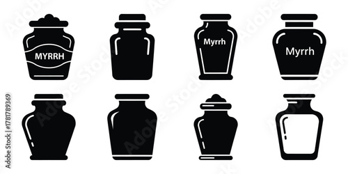 Obraz na plátně myrrh jar silhouette vector icon set