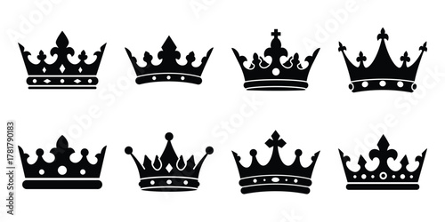 crown of kings silhouette vector icon set