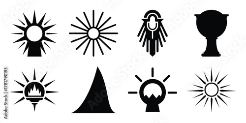 Photos divine light silhouette vector icon set