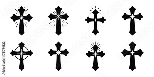 epiphany cross silhouette vector icon set