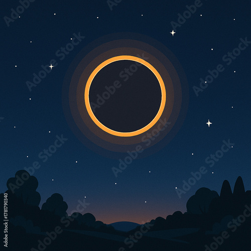 Vector Illustration of Annular solar eclipse from earth view