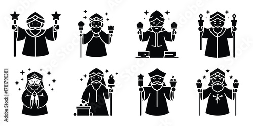 epiphany feast silhouette vector icon set