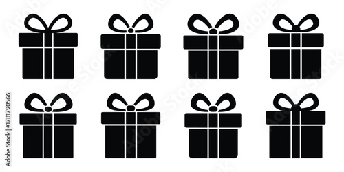 gold gift silhouette vector icon set