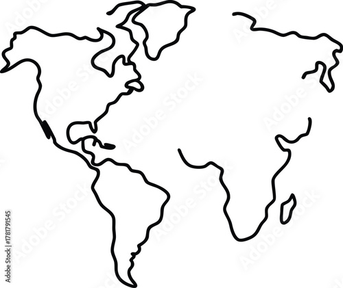 map of the world line art transparent background