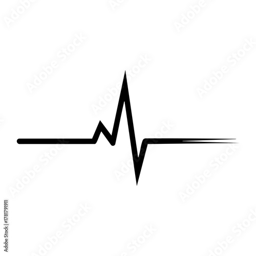 Electrocardiogram ecg or heart rate line, black icon