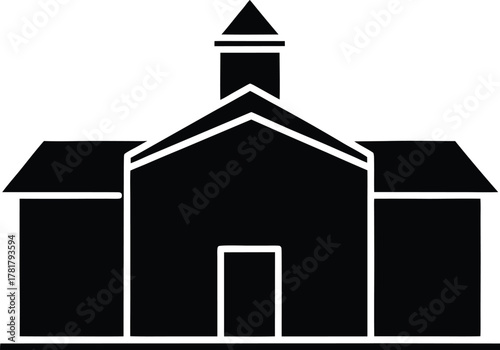 School building line art transparent background