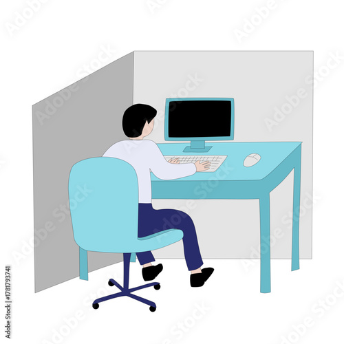 man working on computer