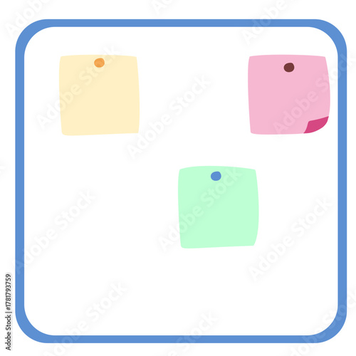 set of note papers with pins in whiteboard