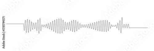Sound line wave music audio icon one art voice continuous hand. Wave podcast line sound soundwave noise sketch drawn drawing doodle outline recording frequency vocal waveform microphone