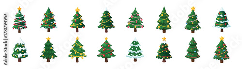 Various Christmas Trees Festive Holiday Decorations for Celebrations and Joy